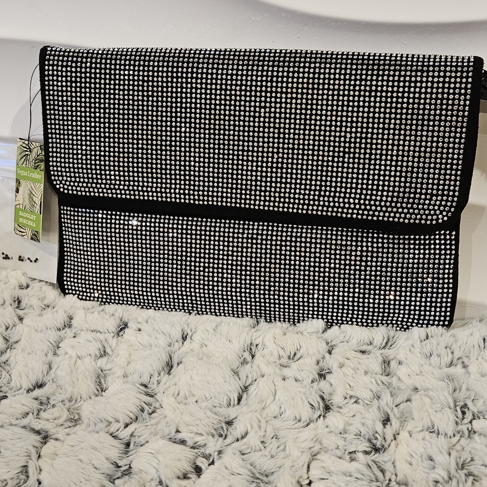 Badgley Mischka Crystal Embellished Microsuede Crossbody